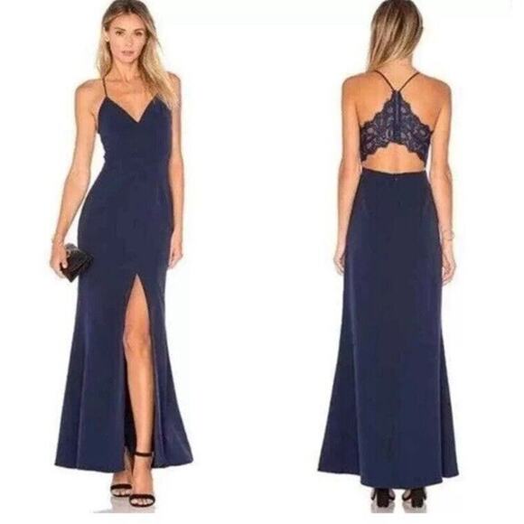 Lovers + Friends Dresses & Skirts - Lovers + Friends Maxi Dress Women's 6 Navy Stretch Spaghetti Straps Back Zip